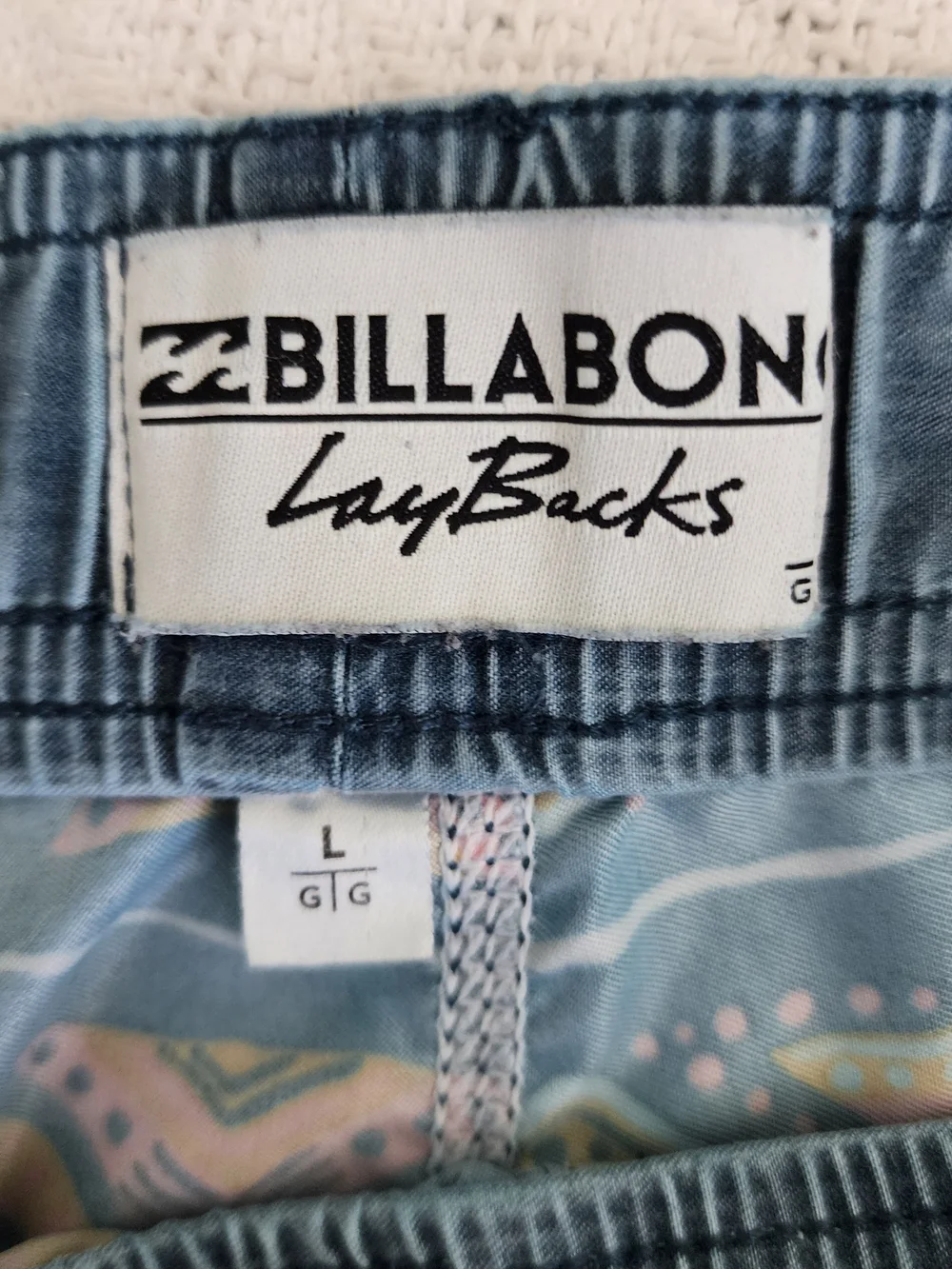 Billabong Recycler Sundays Layback Swim Trunks Blue/Orange Geometric